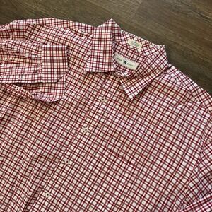 Onward Reserve Red Checkered Plaid Long Sleeve Button Down Shirt Classic Sz XL